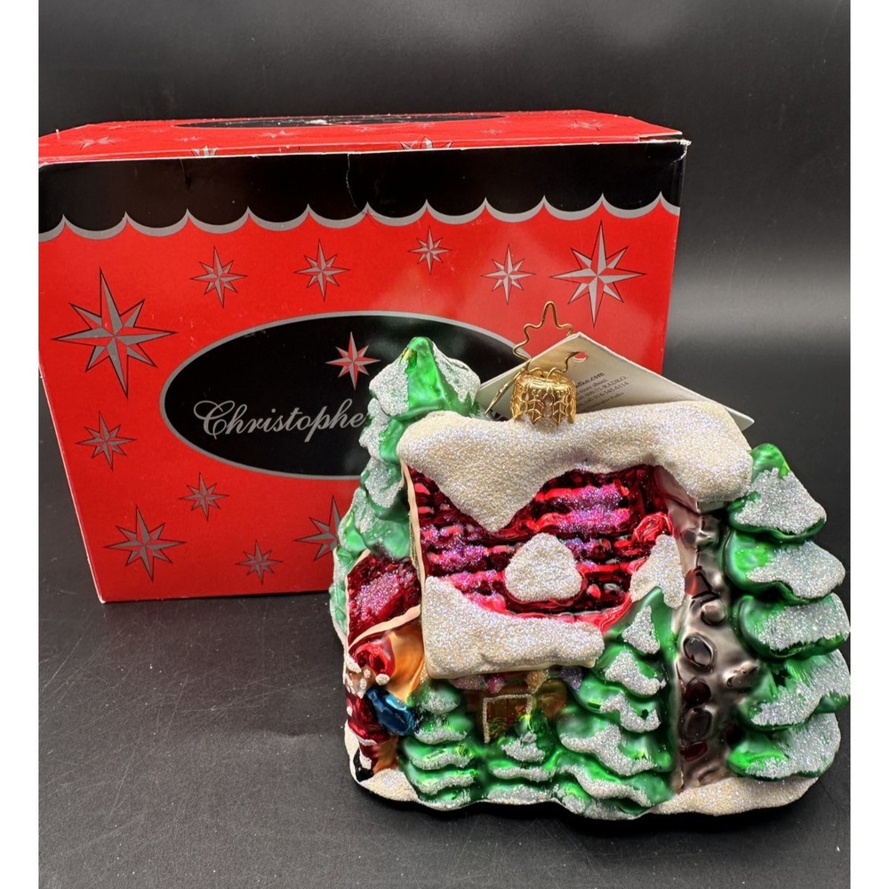 2002 CHRISTOPHER RADKO WOODSY CABIN 02-0534-0 3.5" CABIN SNOWCAPPED TREES